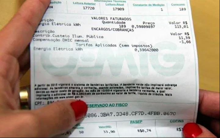 Conta de energia Cemig (Foto/Arquivo JM)