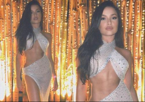 A ex BBB Juliete ousou no visual com esse vestido justo e com muita pele a mostra (Foto/Reprodução)