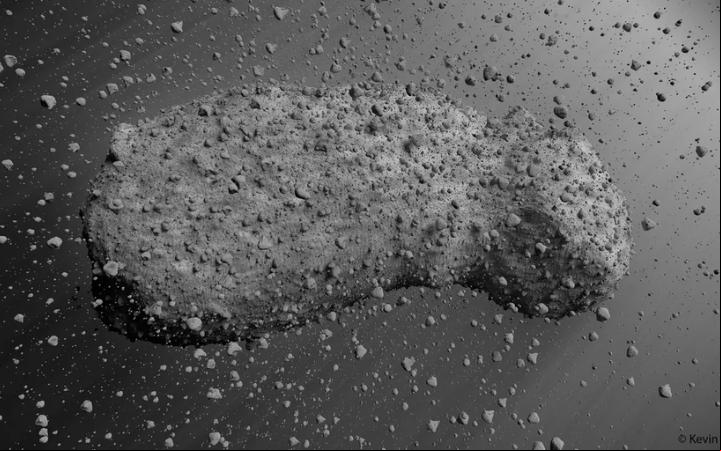 Representação artística de um asteroide do tipo do Itokawa (Foto/Kevin Gill)