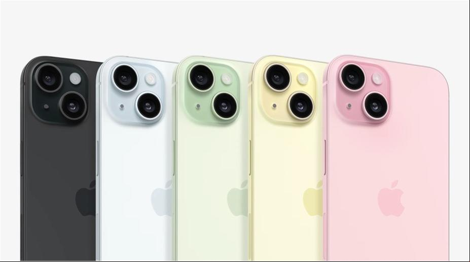 iPhone 15 terá as cores preto, azul, verde, amarelo e rosa (Foto/Reprodução/Apple)