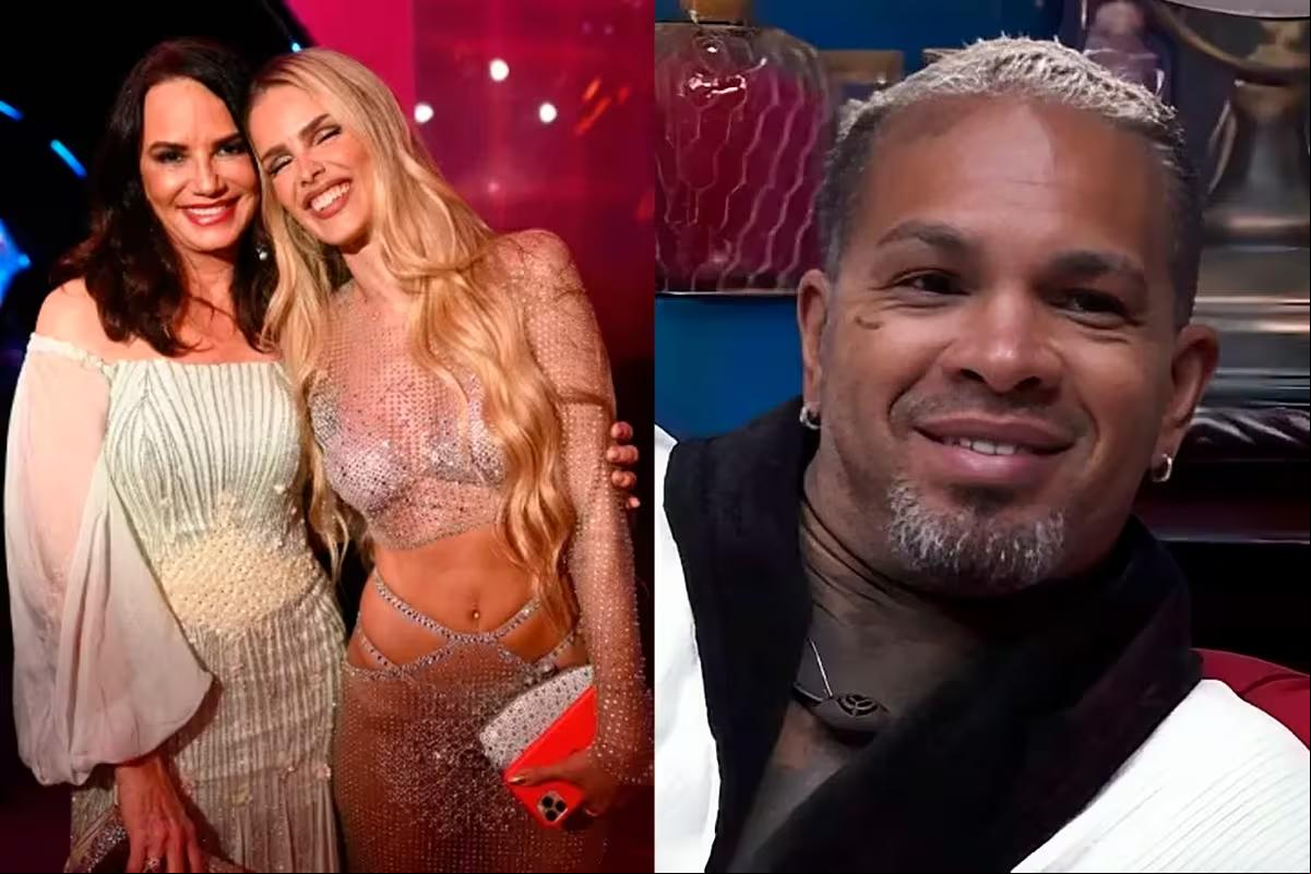 Luiza e Yasmin Brunet e Rodriguinho (Foto/Instagram e Globoplay/Reprodução)