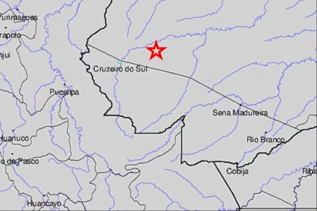 Mapa mostra onde ocorreu o tremor de Terra (Foto/Reprodução)
