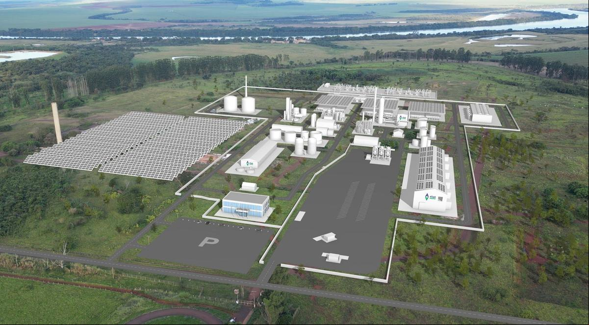 Perspectiva da fábrica de hidrogênio verde a ser implantada em área concedida pelo município no Distrito Industrial 3 à Atlas Agro (Foto/Reprodução)