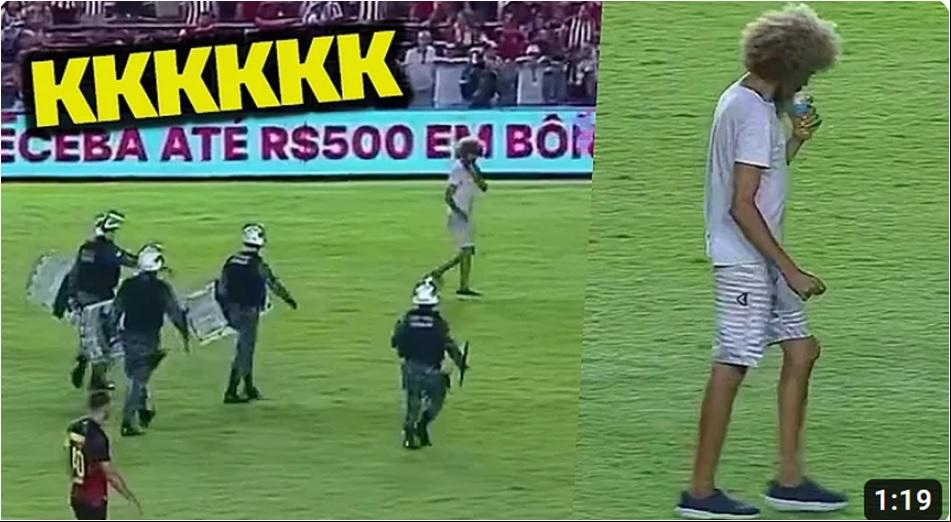 Em menos de seis minutos o torcedor do Náutico invadiu o campo 2 vezes (Foto/TR7 MIL GRAU/Youtube)