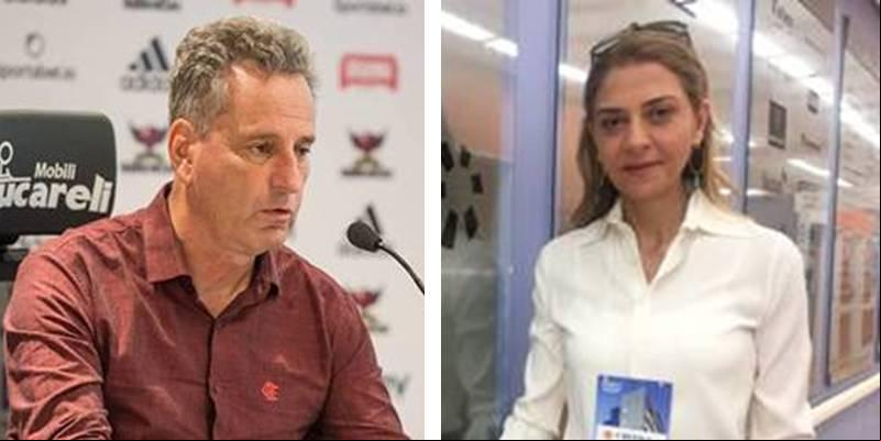 Está dada a largada para o clássico de amanhã. Rodolfo Landim e Leila Pereira trocaram acusações ontem: Rivalidade pura. ((Foto/Montagem))