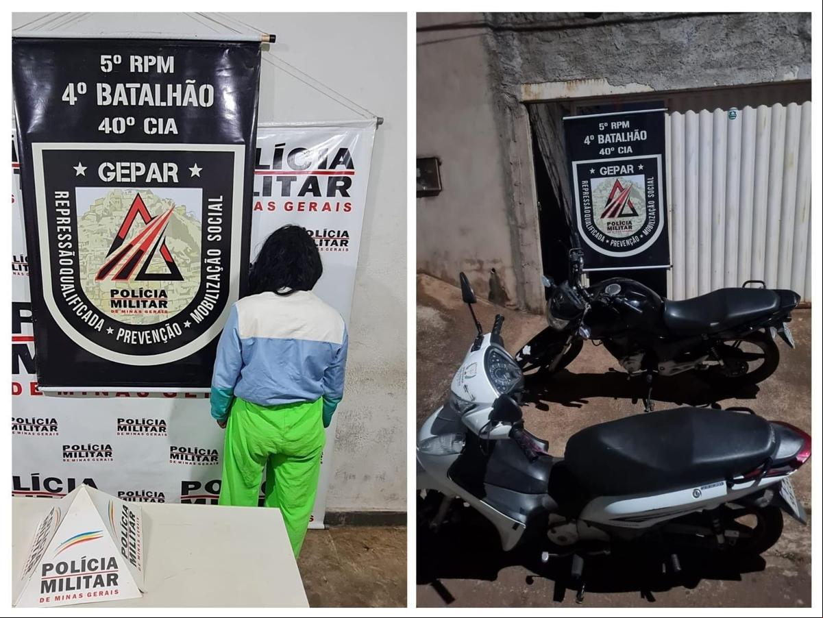 A mulher foi levada para a Delegacia e as motos, sendo uma roubada e a outra usada no assalto, levadas para o pátio do Detran (Foto/Divulgação)