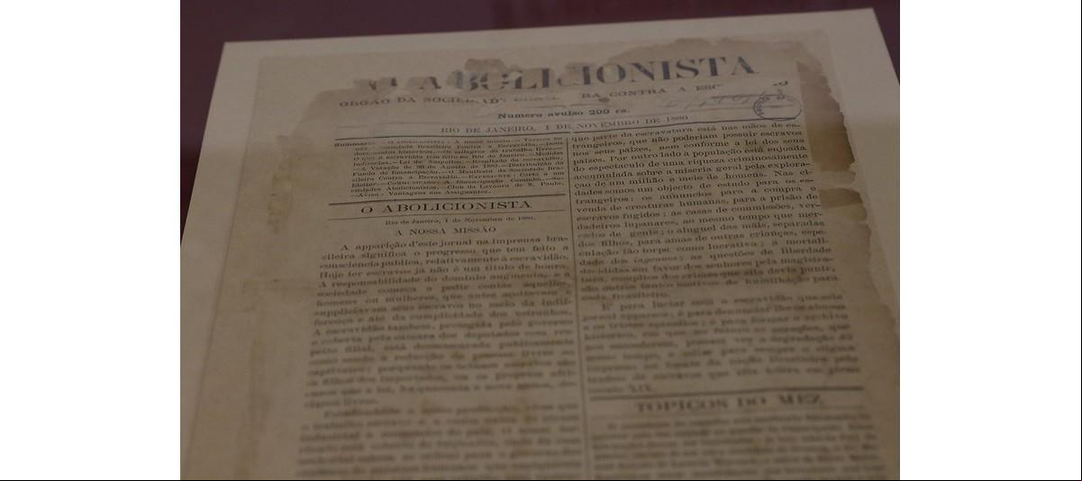 Exemplar de O Abolicionista, publicação de luta contra a escravidão (Foto/Fernando Frazão/Agência Brasil)