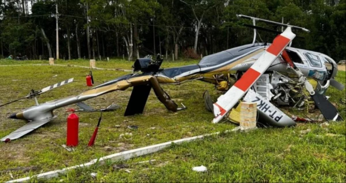 Helicóptero cai em Santa Catarina com 5 pessoas (Foto/CBMSC)