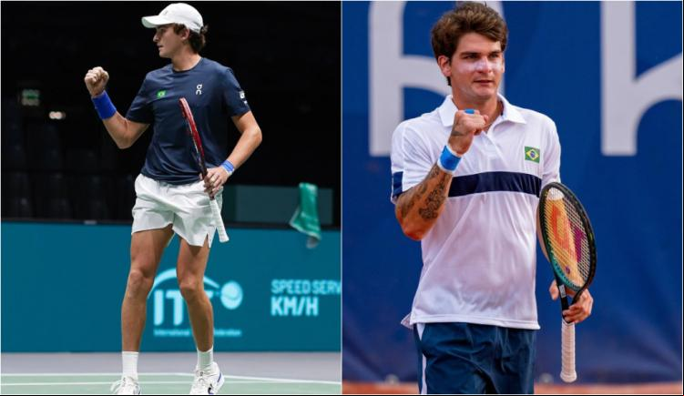 No segundo jogo entre Time Brasil BRB e França pela Copa Davis, Thiago Wild foi superado por Arthur Fils, por 6/1 6/4. (Foto/Reprodução/Redes Sociais)