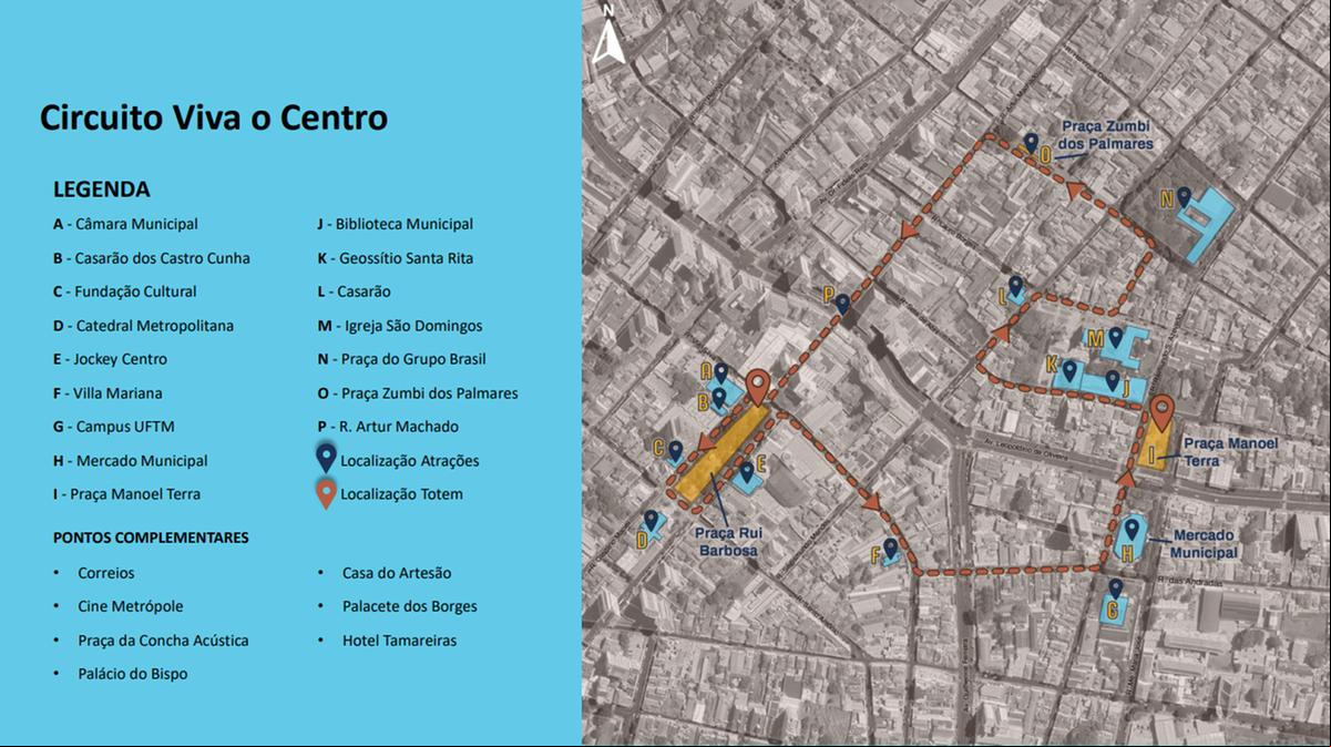 Trajeto Viva o Centro, em Uberaba (Foto/Reprodução PMU)