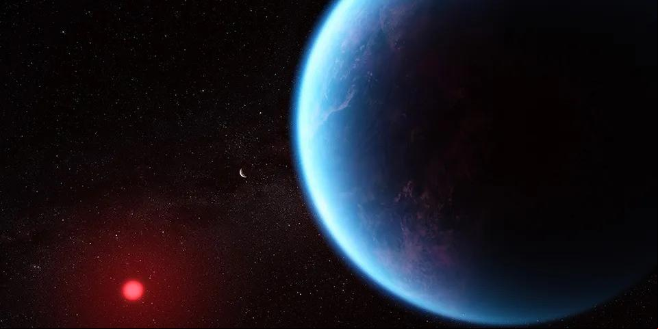 O planeta K2-18 b, onde as substâncias foram detectadas, é classificado como uma sub-Netuno – uma categoria de exoplanetas com massa intermediária entre a Terra e Netuno (Foto/Reprodução)