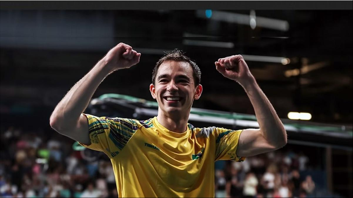 Hugo Calderano viveu um momento histórico. Ele se tornou o 1º brasileiro campeão da Copa do Mundo do tênis de mesa. (Foto por Gaspar Nóbrega – COB) (Foto/Divulgação)